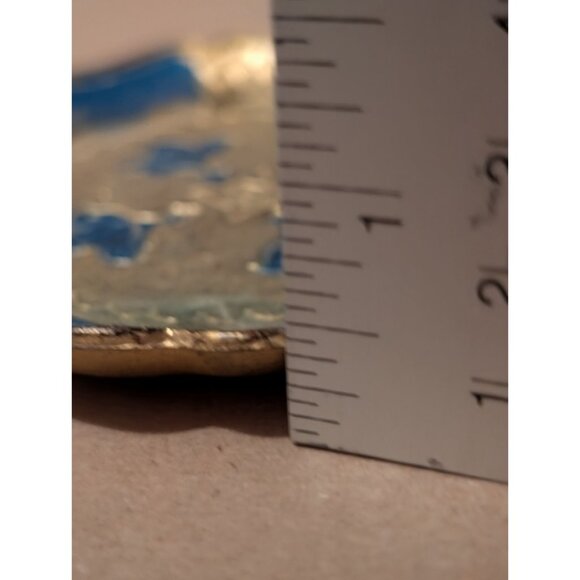 Italian Florentine Blue Gold Resin Coasters Trinket Dishes Set Of 4 4-Inch Round - Picture 15 of 16